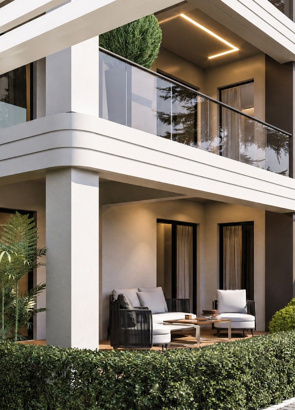 Cephede balkon ve dikey panel detayı